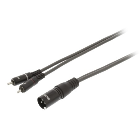 Cavo Stereo XLR 3p (M) - 2x RCA Maschio 3m Grigio Scuro