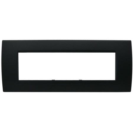 Placca 7 posti nero Soft Touch compatibile Living International