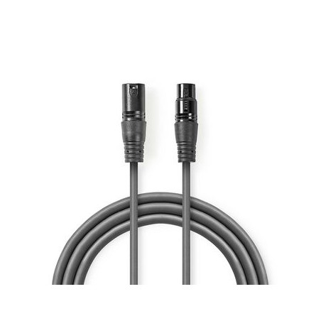 Cavo DMX Digitale da 110 Ohm | Maschio a 3 Pin XLR - Femmina a 3 Pin XLR | 15 m | Grigio