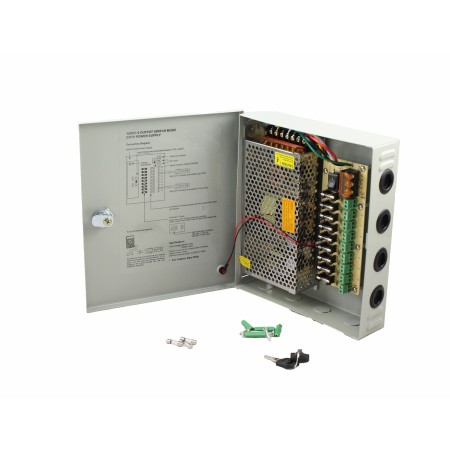 Box alimentatore switching 12V 10A con 9 uscite con fusibile di protezione