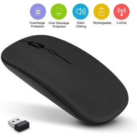 Mouse wireless nero con batteria ricaricabile incorporata