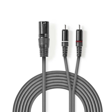 Cavo Audio XLR Maschio a 3 Pin XLR-2x Maschio RCA 1.5m Grigio