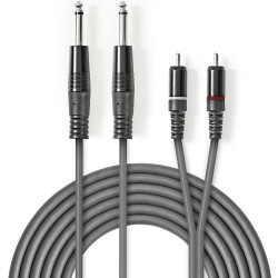 Cavo audio stereo 2x 6,35 mm maschio - 2x maschio RCA Placcato nickel 3m