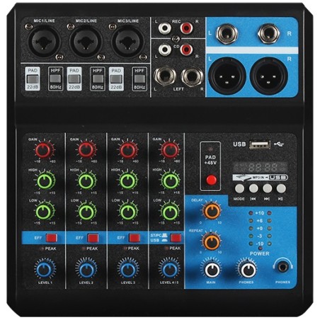 Mixer professionale 5 canali Bluetooth/USB/Stereo RCA