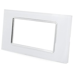 Placca in vetro bianco 4 posti compatibile Living International