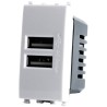 Alimentatore doppia presa USB 5V 2A 4.5x2x4.5cm Bianco compatibile Vimar Plana