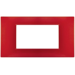 Placca 4 posti rosso corallo tecnopolimero compatibile Vimar Plana