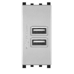 Alimentatore doppia presa USB 90-265V output 5V 2A grigio compatibile Vimar Plana