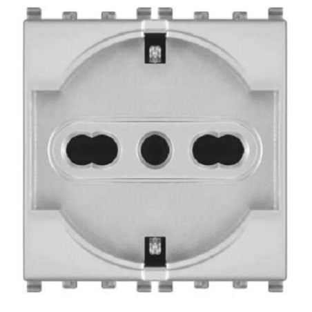 Presa Schuko 2.0 16A 250V grigia compatibile Vimar Plana