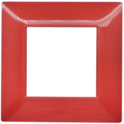 Placca in tecnopolimero 2 posti color rosso corallo compatibile Vimar Plana