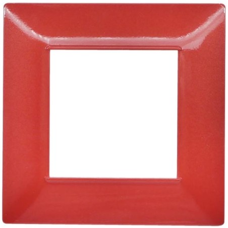 Placca in tecnopolimero 2 posti color rosso corallo compatibile Vimar Plana