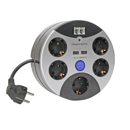 Multipresa con protezione da sovratensioni, 5 schuko, 2 USB, 2RJ45 - Kopp