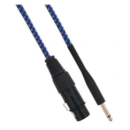 Cavo XLR Cannon femmina a Jack 6.35 maschio 3 metri Mono - Bianco/Blu