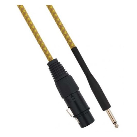 Cavo XLR Cannon femmina a Jack 6.35 maschio 3 metri Mono - Giallo/Marrone