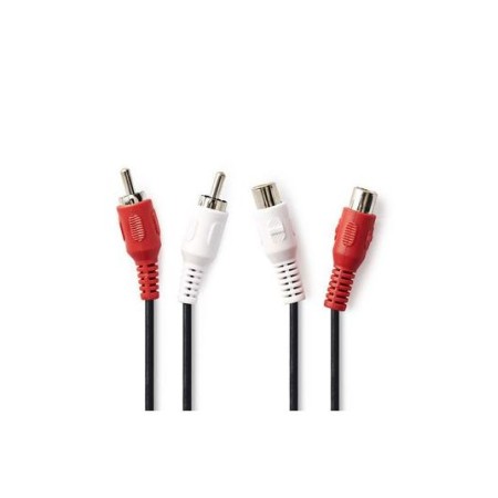 Cavo Audio Stereo 2x RCA maschio - 2x RCA femmina 2.0 m Nero