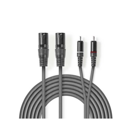Cavo Audio XLR 2x Maschio a 3 Pin XLR - 2x Maschio RCA 1.5 m Grigio