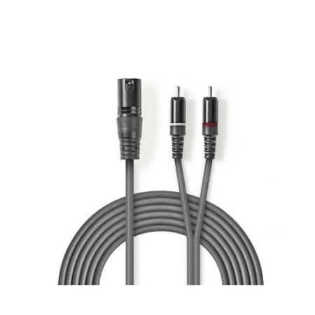 Cavo Audio XLR Maschio a 3 Pin XLR-2x Maschio RCA 1.5m Grigio