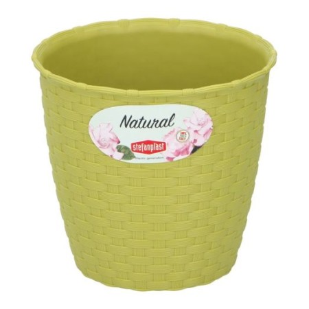 Vaso tondo con trama 14x12.8cm Verde Stefanplast
