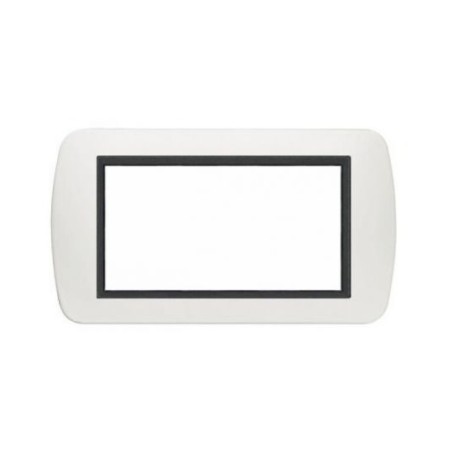 Placca 4 posti bianca in metallo compatibile Living International