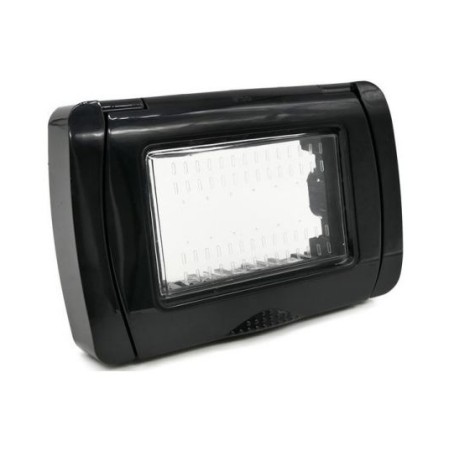 Placca idrobox IP55 3P nera compatibile Matix