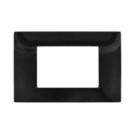 Placca 3 posti nera tecnopolimero compatibile Vimar Plana