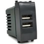 Alimentatore doppia presa USB 5V 2A nero compatibile Vimar Plana