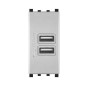 Alimentatore doppia presa USB 90-265V output 5V 2A grigio compatibile Vimar Plana