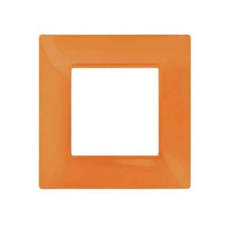 Placca in tecnopolimero 2 posti color arancione compatibile Vimar Plana