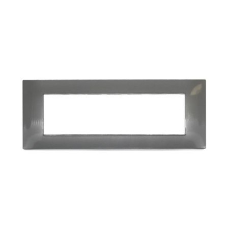 Placca in tecnopolimero 7 posti color grigio scuro compatibile Vimar Plana