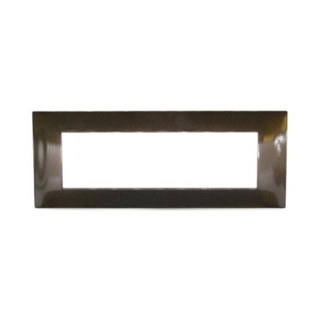 Placca 7 posti in tecnopolimero color bronzo compatibile Vimar Plana