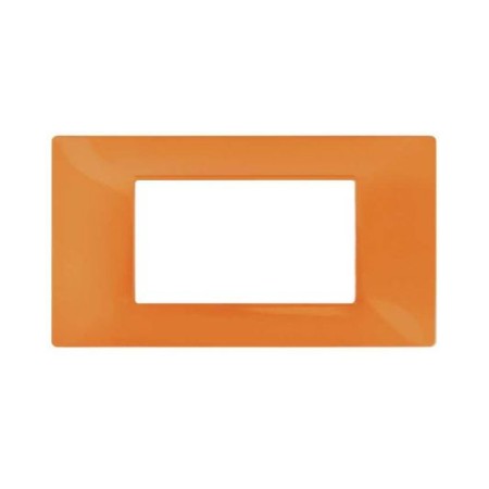 Placca in tecnopolimero 4 posti color arancione compatibile Vimar Plana