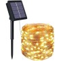 Striscia LED luce calda in filo di rame 10m 100 led con pannello solare