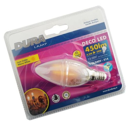 Lampadina Candela LED 4.5W E14 luce calda 450 lumen Duralamp