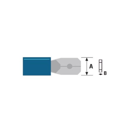 Connettore Fast On 6.3mm Maschio Blu