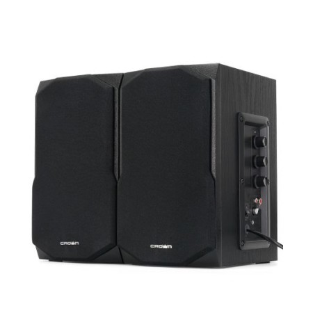 Altoparlanti per PC sistema audio 2.0 50W in legno nero Crown Micro