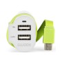 Caricabatteria per Auto 3-Outputs 6A 2xUSB/USB-C™ Bianco/Verde