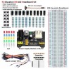 Kit componenti elettronici diodi/condensatori/pulsanti con breadboard e modulo di alimentazione 3.3V/5V MB102