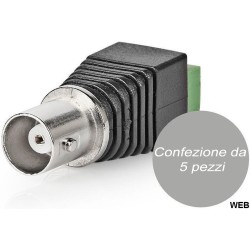 Connettore di sicurezza CCTV 2 fili a BNC femmina confezione da 5