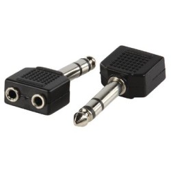 Adattatore Audio Stereo 6.35 mm Maschio-2x 3.5 mm Femmina Nero