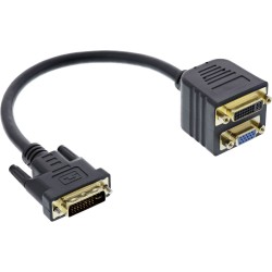 Cavo adattatore sdoppiatore da DVI-I 24+5 pin a DVI-I 24+5 pin e VGA