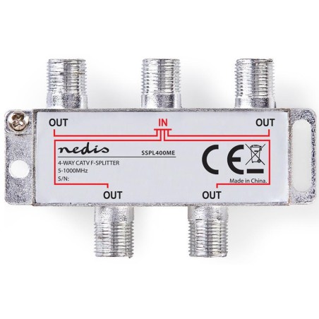 Splitter F CATV Attenuazione Max.8,0dB 5-1000MHz 4 Uscite