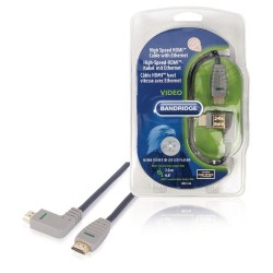 Cavo HDMI Alta Velocità con Ethernet connettore angolato a destra 2m Blu Bandridge