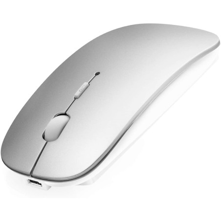 Mouse wireless grigio con batteria ricaricabile incorporata