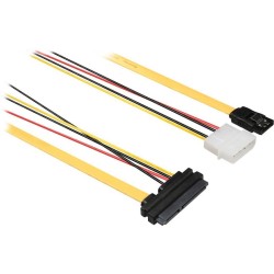 Cavo SATA 7-Pin Maschio + Molex Maschio - SATA 22-Pin Femmina - 1 metro