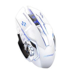 Mouse da gaming LED wireless con batteria ricaricabile incorporata bianco FV-W502