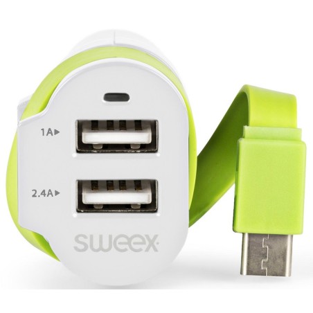 Caricabatteria per Auto 3-Outputs 6A 2xUSB/USB-C™ Bianco/Verde