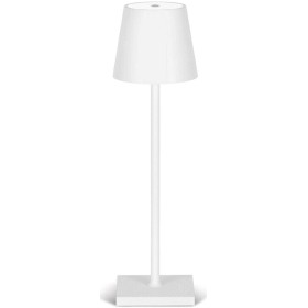 Lampada LED ricaricabile da tavolo 3W dimmerabile in metallo bianco