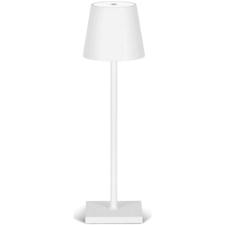 Lampada LED ricaricabile da tavolo 3W dimmerabile in metallo bianco