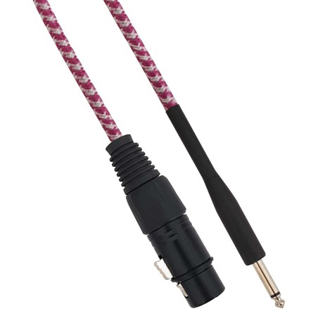 Cavo XLR Cannon femmina a Jack 6.35 maschio 5 metri Mono - Bianco/Fucsia