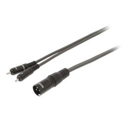 Cavo Stereo XLR 3p (M) - 2x RCA Maschio 5m Grigio Scuro